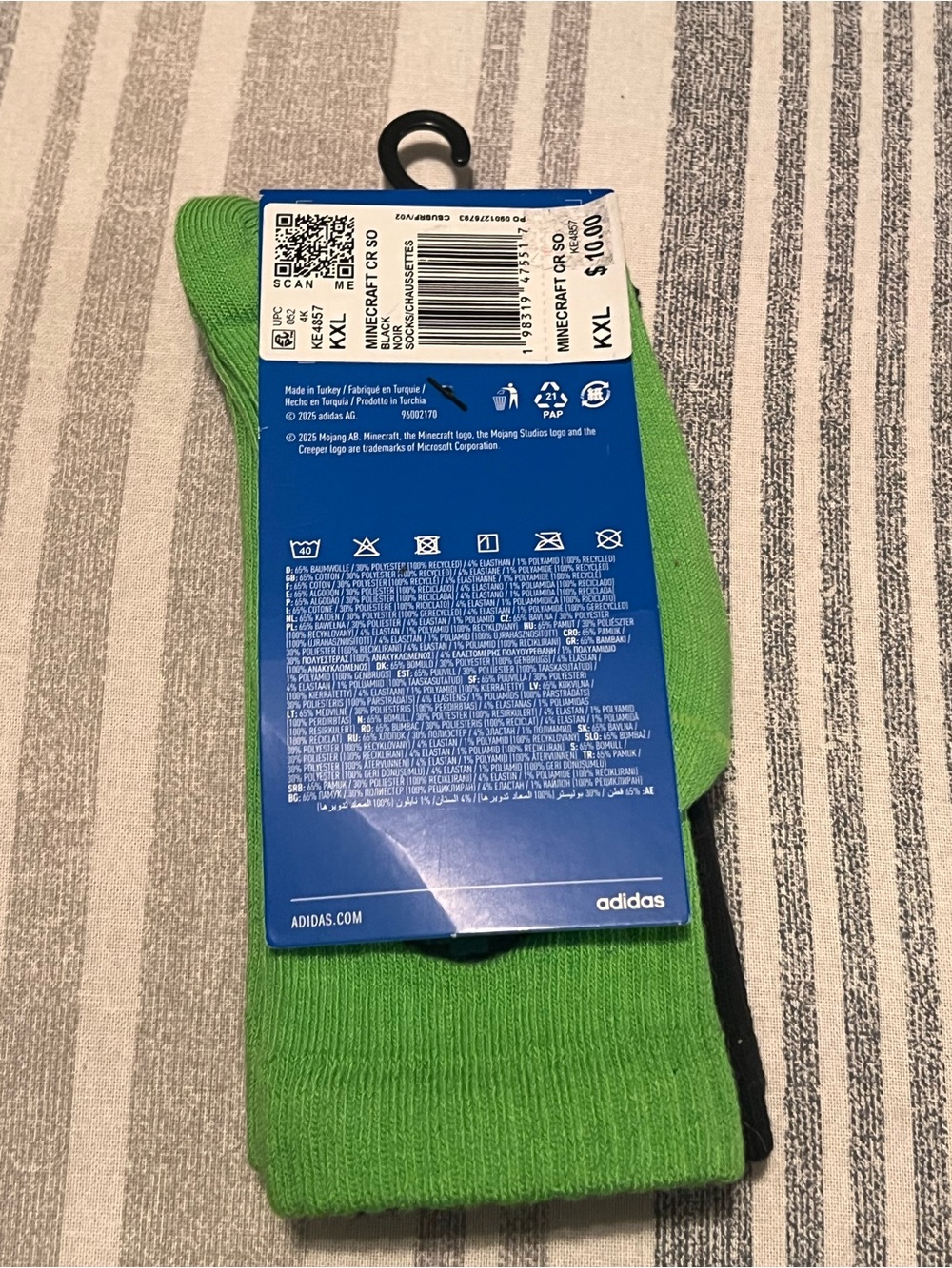 Bundle Adidas Minecraft Campus 00s J Black Green Pixel Sneakers 6.5Y  and socks - Picture 15 of 16